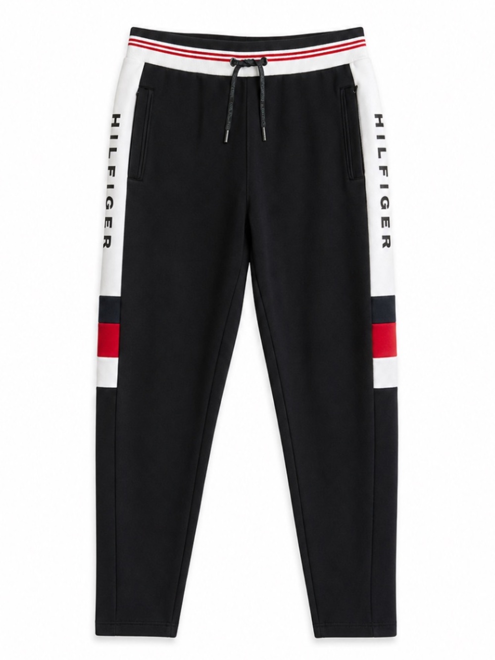 Tommy Hilfiger Black White & Red Colorblock Jogger Sweatpants – Size XL EUC